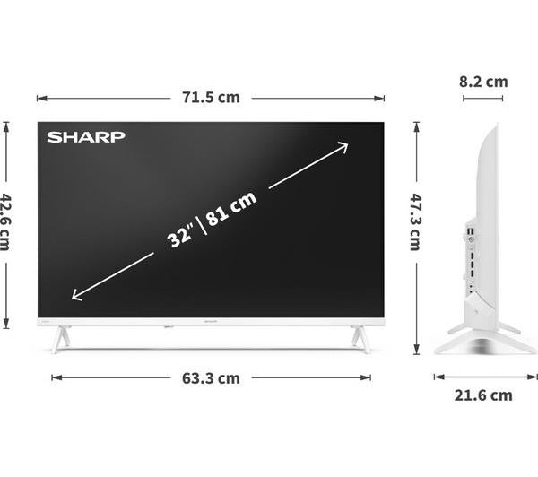 SHARP 1T-C32HE2245KW 32" LED TV SMART HDR 60 Hz FREEVIEW HD TIVO WIFI HDMI WHITE