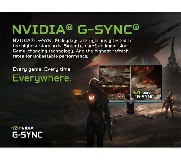 NVIDIA G-SYNC displays for smooth gaming, featuring high refresh rates and immersive technology.
