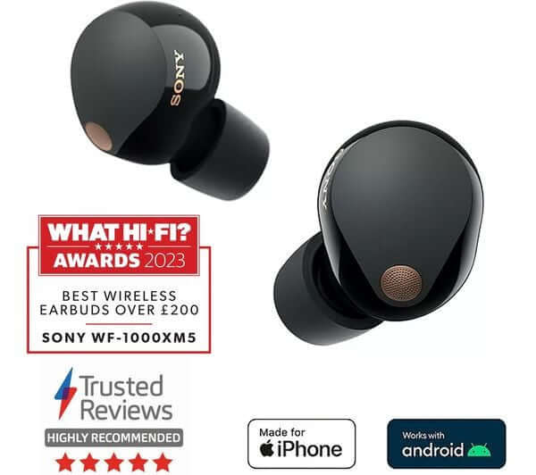 SONY WF-1000XM5 HEADPHONES TRUE WIRELESS BLUETOOTH NOISE-CANCELLING IPX4 BLACK