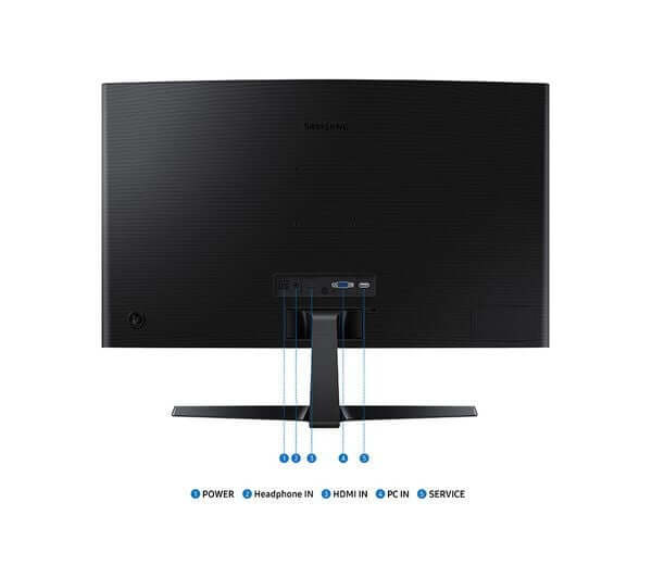 SAMSUNG ESSENTIAL S3 S36GD FULL HD 1080P 24" CURVED LCD MONITOR 100HZ 4MS HDMI back view showing inputs