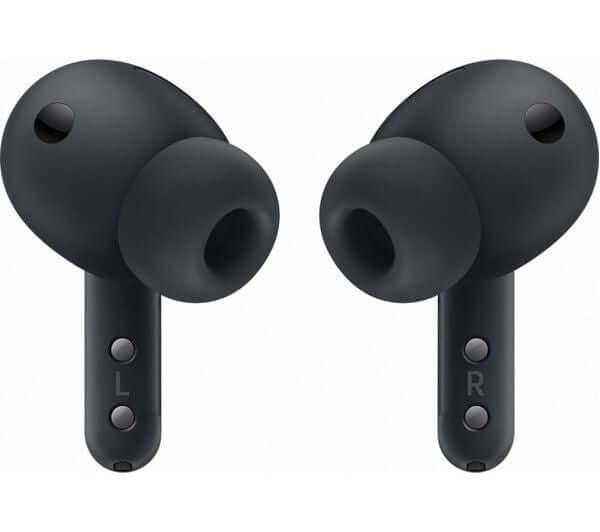 SAMSUNG GALAXY BUDS4 Pro wireless noise-cancelling headphones in black, showcasing left and right earbuds.