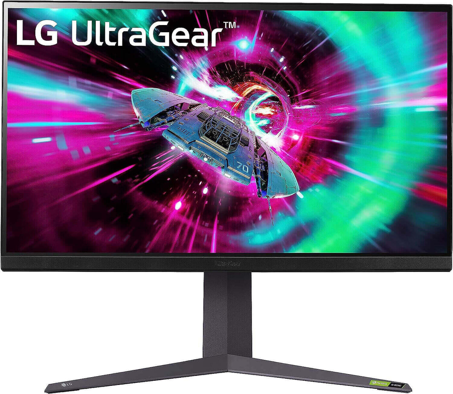 LG UltraGear 32GR93U 4K UHD gaming monitor showcasing vibrant colors and graphics with a futuristic design.