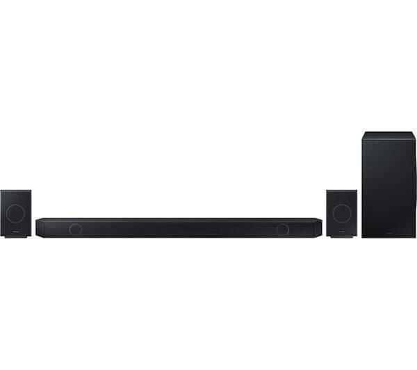 SAMSUNG HW-Q990D 11.1.4 Wireless soundbar with subwoofer and rear speakers for immersive audio.