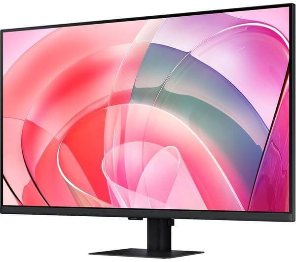 SAMSUNG VIEWFINITY S7 S70D 4K UHD 2160P 27" IPS LCD MONITOR HDMI DISPLAYPORT showing vibrant pink abstract display.