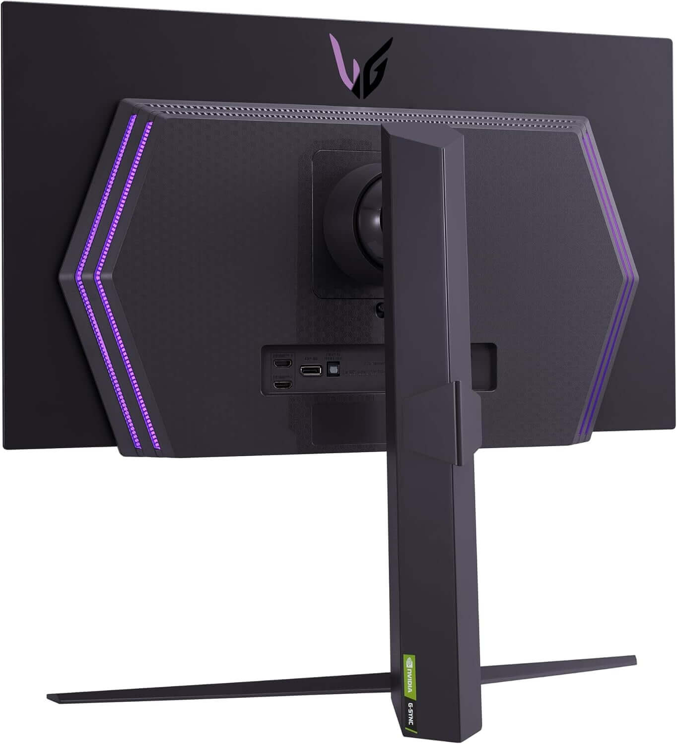Back view of LG ULTRAGEAR 27GS95QE 27" QUAD HD 1440P OLED GAMING MONITOR HDMI DISPLAYPORT with LED lighting.