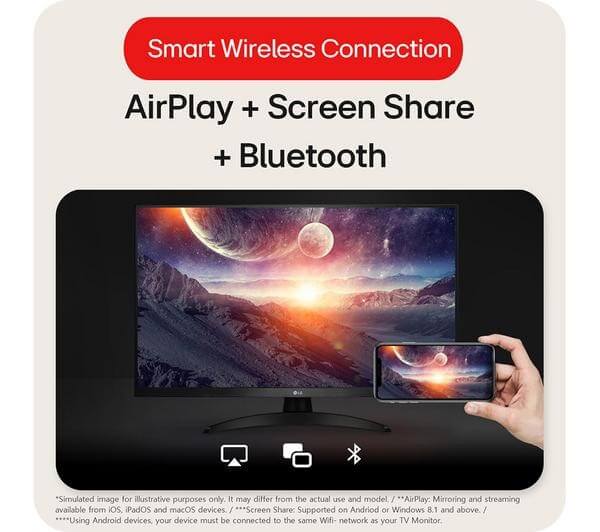LG 27TQ615S 27" SMART FULL HD LED 1080P TV MONITOR WIFI FREESAT FREEVIEW HD HDMI Smart Wireless Connection feature