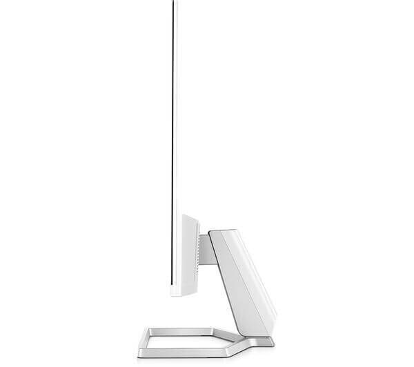 Side view of HP M24FWA 23.8" Full HD IPS LCD monitor in white, showcasing its sleek design and sturdy base.
