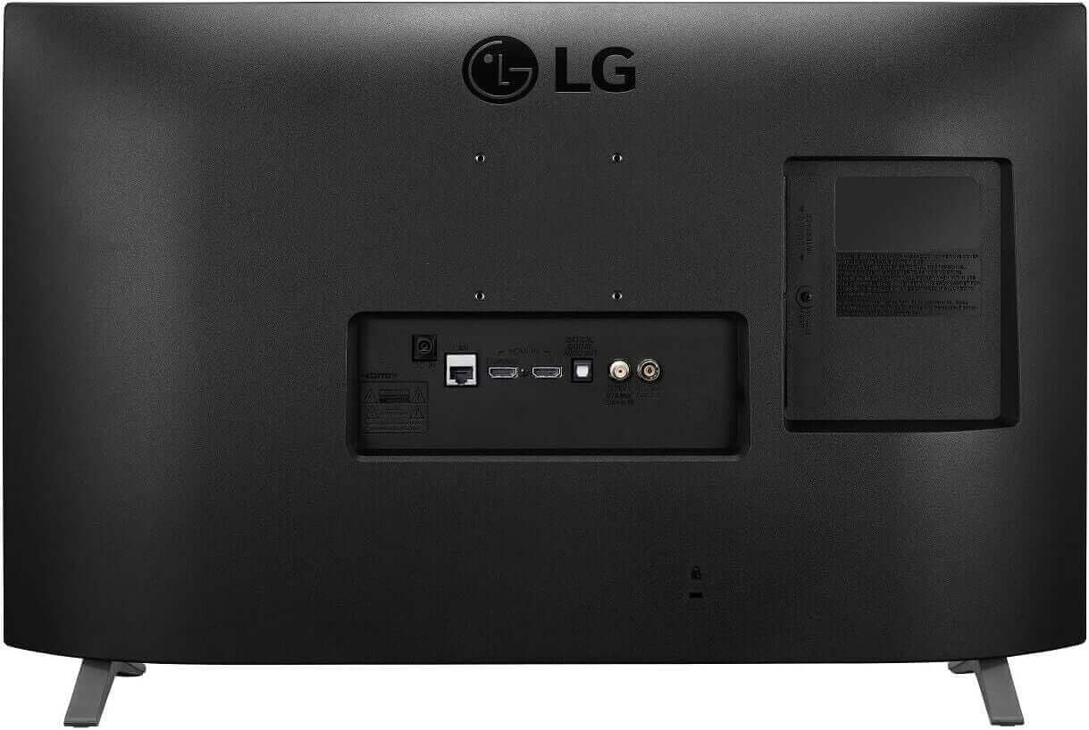 Rear view of LG 27TQ625S 27" Smart Full HD LED TV Monitor showcasing ports and connectivity options.