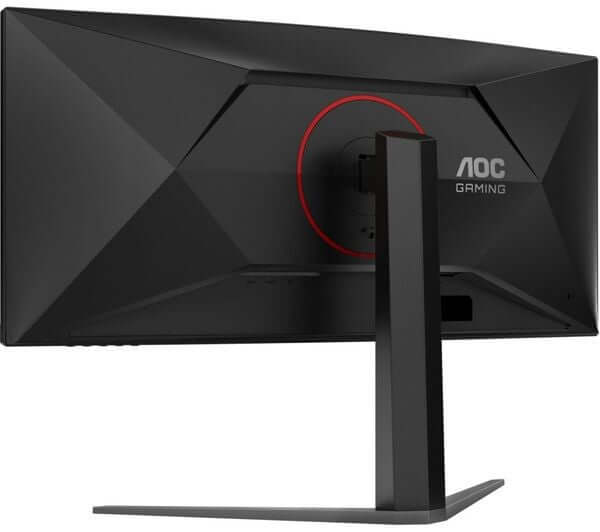 AOC CU34G4 34" GAMING MONITOR WIDE QUAD HD 1440P CURVED VA LCD HDMI DISPLAYPORT back view with adjustable stand.