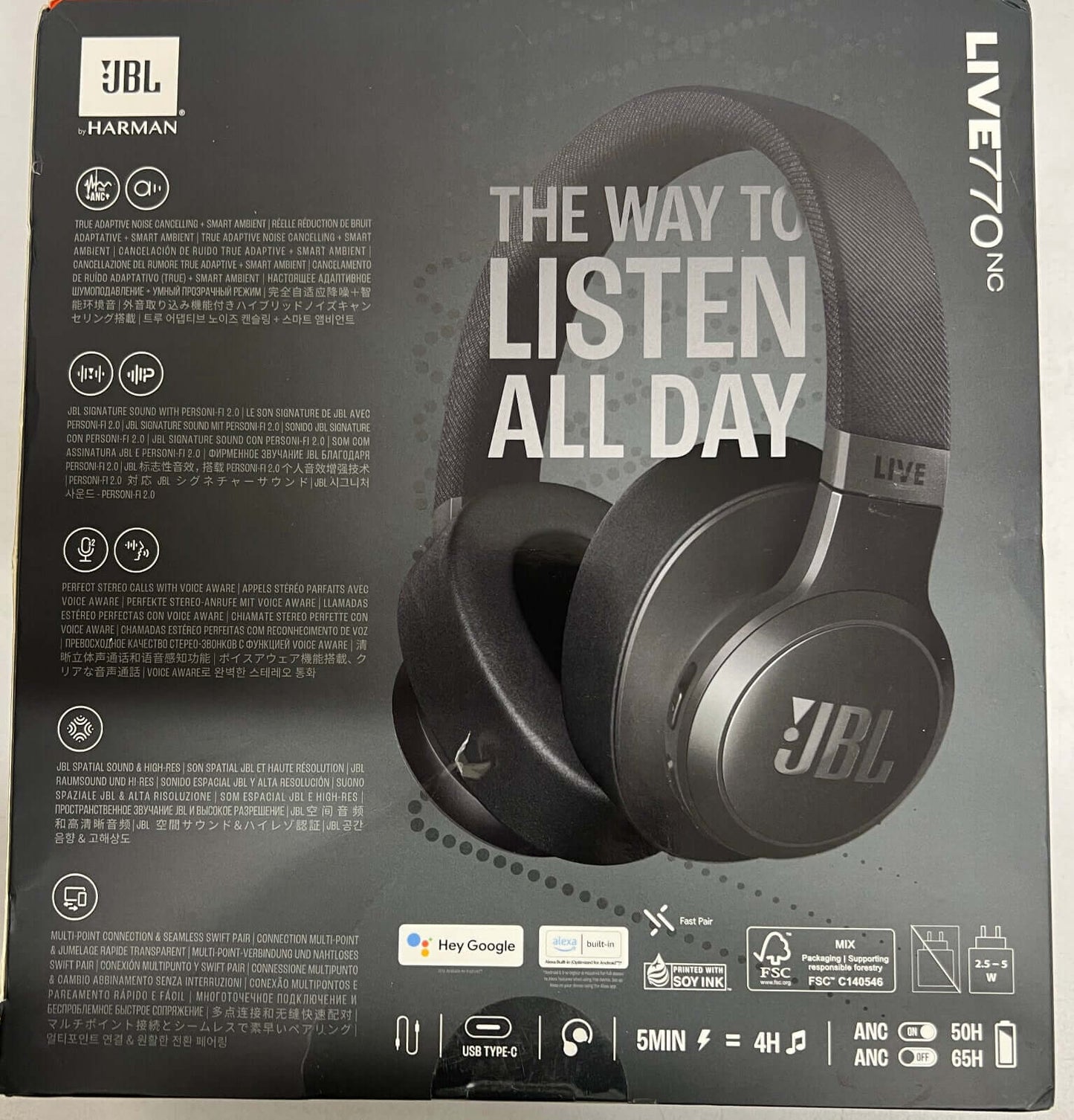 JBL LIVE 770NC WIRELESS BLUETOOTH NOISE-CANCELLING OVER-EAR HEADPHONES BLACK
