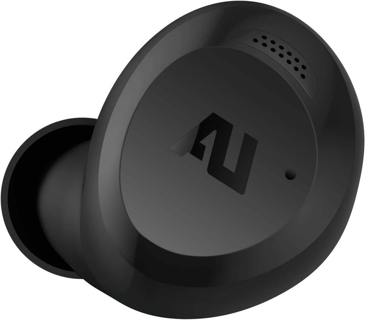 AUSOUNDS AU-Stream Hybrid Wireless Bluetooth Noise-Cancelling Earphone in black, showcasing sleek design and logo.