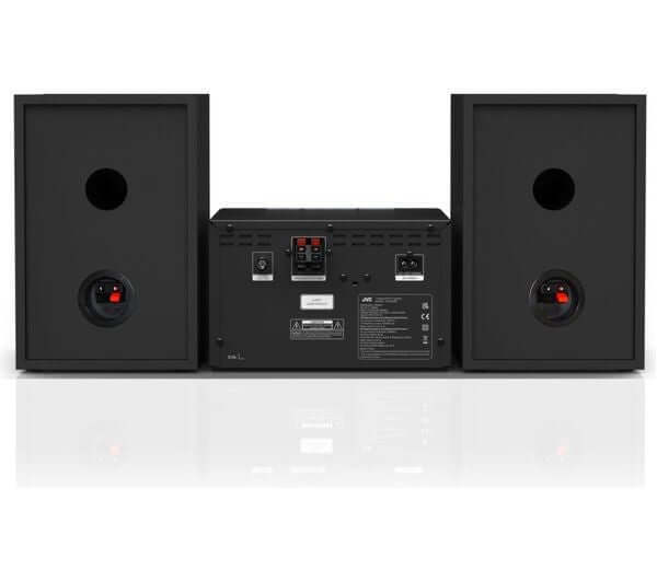 JVC UX-D425B BLUETOOTH TRADITIONAL 100W HI-FI SYSTEM DAB+ FM CD PLAYER DAB+ USB back view with speakers.