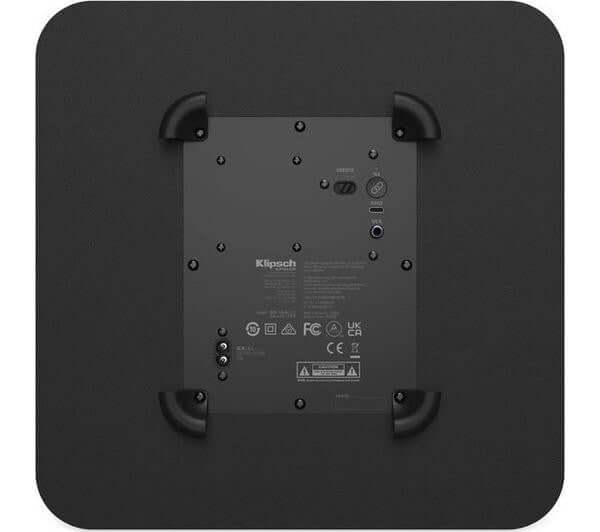 KLIPSCH FLEXUS 10" SUB 100 WIRELESS ACTIVE SUBWOOFER RCA USB BLACK NEW back view with controls and ports.