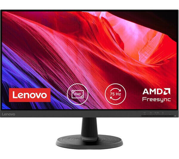 Lenovo D24-40 23.8" Full HD LCD monitor with 75Hz refresh rate and AMD FreeSync technology.