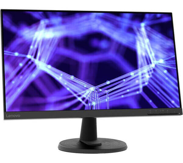 LENOVO D24-40 23.8-inch VA LCD monitor displaying a vibrant abstract design, featuring a near edgeless display.