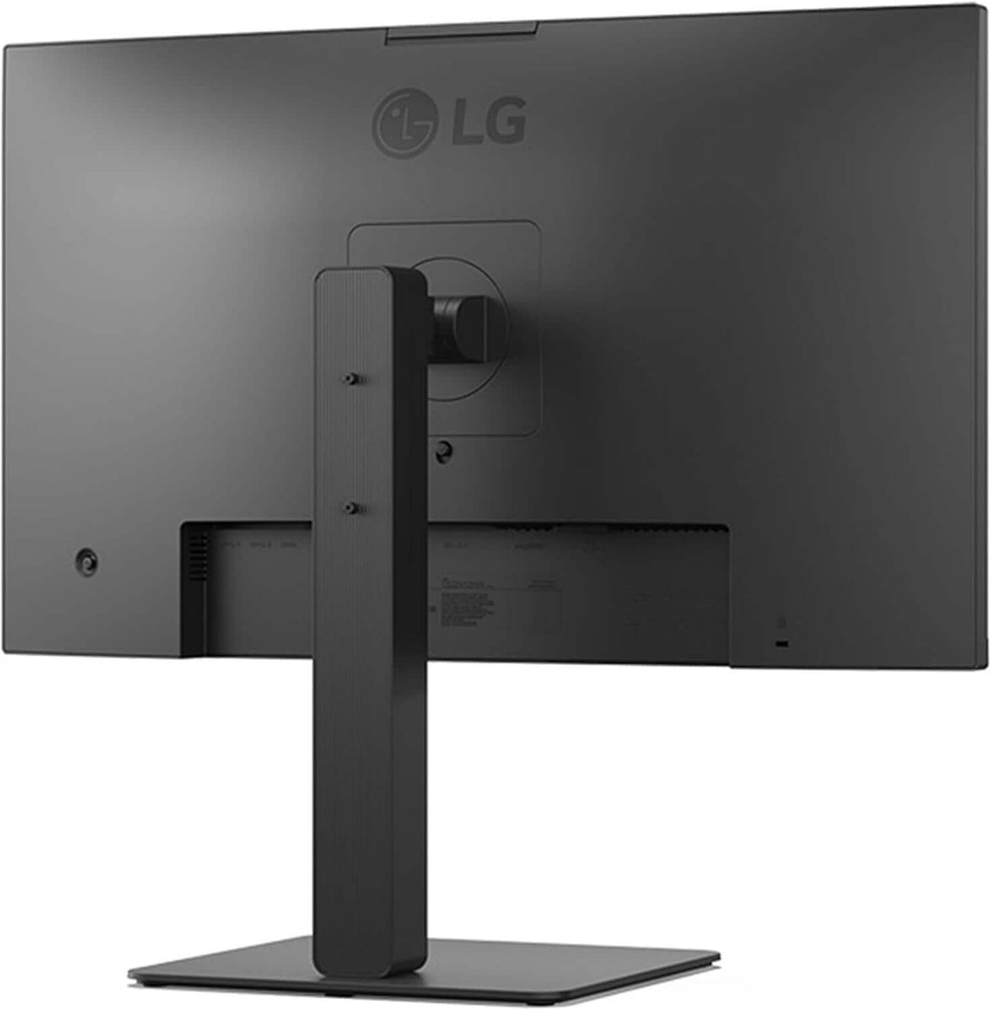 Back view of LG 27BA850-B 27" Full HD IPS monitor with adjustable stand and minimalist design.