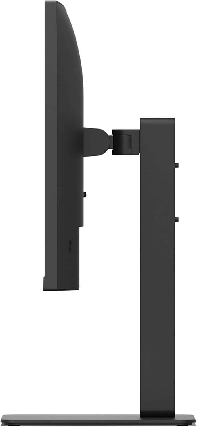 Profile view of LG 27BA850-B 27" Full HD IPS monitor showcasing its sleek black design and adjustable stand.