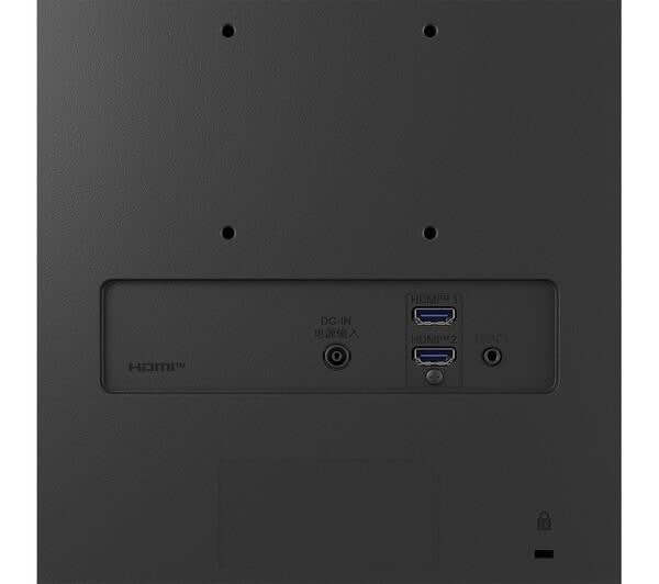 Back view of LG 27MS550 27" MONITOR LCD IPS FULL HD 1080P 250 cd/m² 1000:1 5MS 100Hz 2x HDMI with connection ports.