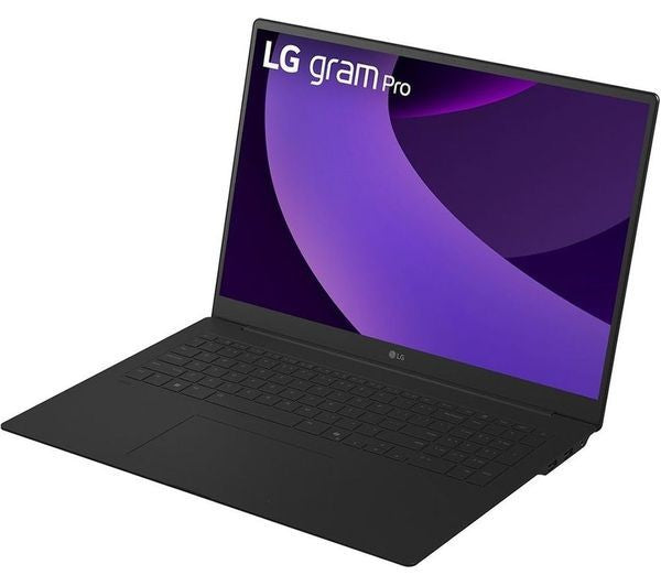LG gram Pro 17 17Z90TP-G laptop with 17-inch 2.5K display, Intel Ultra 7, 32GB RAM, and 1TB SSD in black.