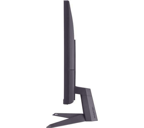 Side view of LG UltraGear 27GS50F-B 27" gaming monitor showcasing its sleek design and stand.