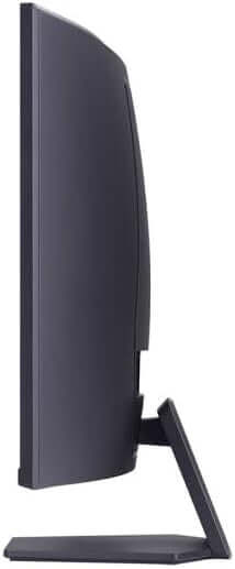 Side view of the LG UltraGear 32GS60QC-B curved gaming monitor showcasing its sleek design.