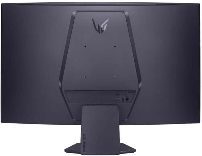 Back view of LG UltraGear 32GS60QC-B curved gaming monitor with sleek design and ergonomic stand.