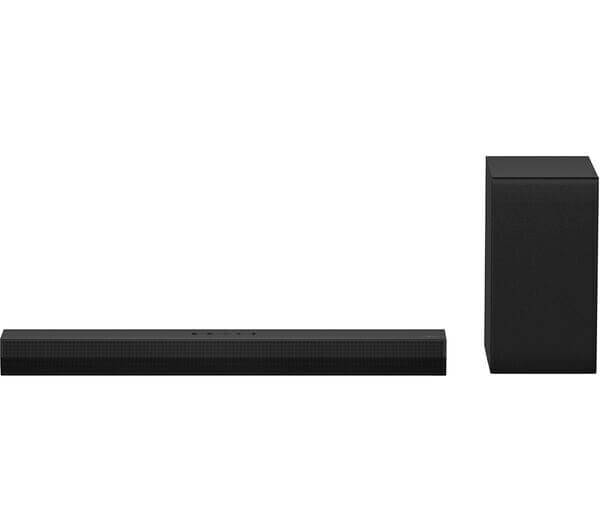 LG US40T 2.1 wireless soundbar and subwoofer, 300W, HDMI, Bluetooth, AI Sound Pro for optimized audio.
