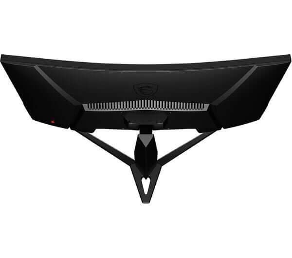 MSI G24C4 E2 24" Curved VA Gaming Monitor rear view with sleek black design and V-shaped stand