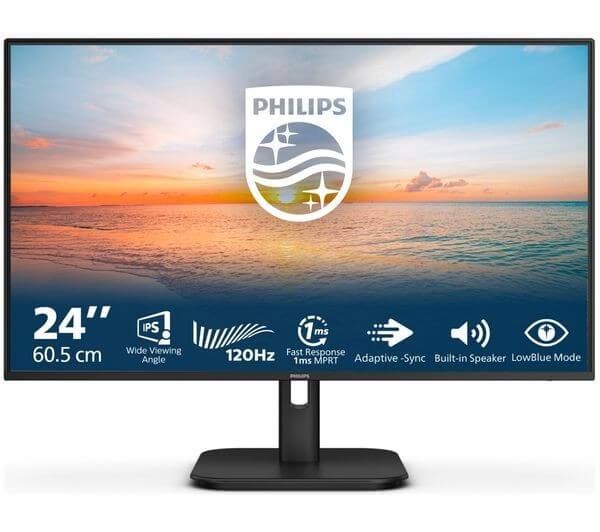 PHILIPS 24E1N1200A FULL HD 1080P 24" IPS MONITOR 120HZ 1MS HDMI DISPLAYPORT NEW with landscape view