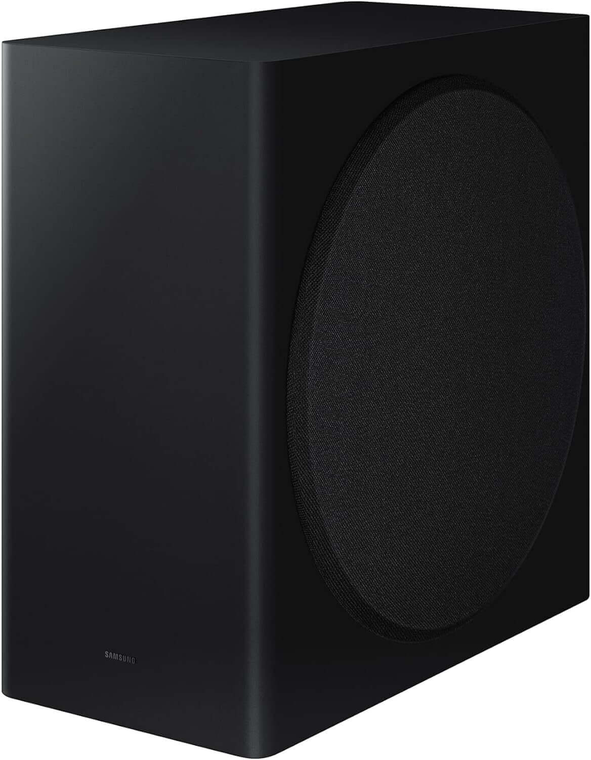 Samsung HW-Q800C wireless subwoofer with black finish, designed for Dolby Atmos sound experience.
