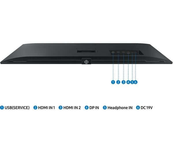 SAMSUNG VIEWFINITY S5 S50GC 34" VA LED MONITOR 1440P 100Hz 5MS HDMI DISPLAYPORT back view showing input ports