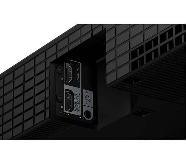 Close-up of Sony Bravia HT-A9000 soundbar's HDMI and USB ports for connectivity.