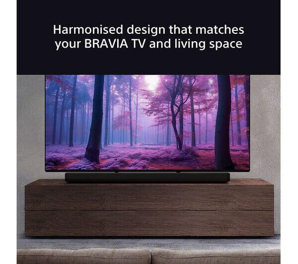 Harmonized design of SONY BRAVIA soundbar complements your BRAVIA TV and living space decor.