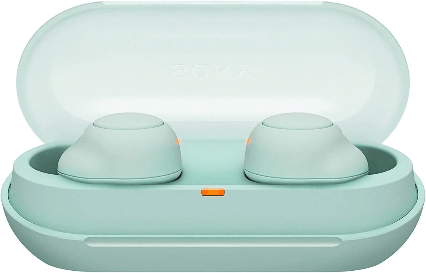 SONY HEADPHONES TRUE WIRELESS BLUETOOTH EARBUDS NFC IPX4 USB-C ICE GREEN WF-C500 in charging case