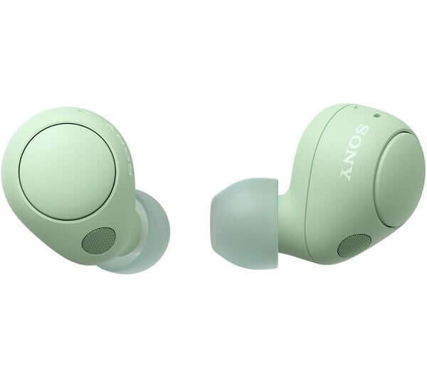SONY WF-C700N true wireless Bluetooth noise-cancelling earbuds in green color.