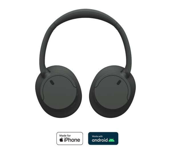 SONY WH-CH720N wireless Bluetooth noise-cancelling over-ear headphones in black, compatible with iPhone and Android.