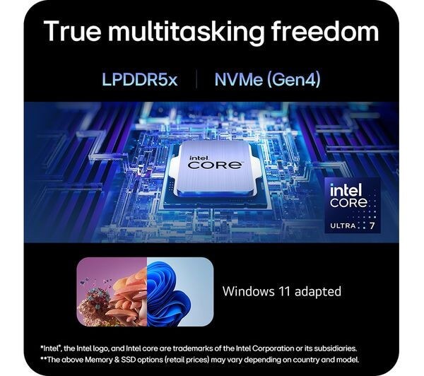 LG 15.6" LAPTOP GRAM 15 CORE ULTRA 7 155H 1TB SSD 16GB DDR5 RAM WIN 11 15Z90S-G