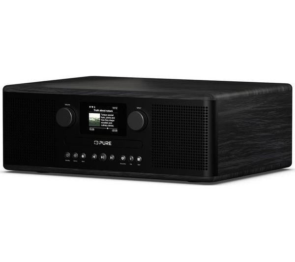 PURE CLASSIC C-D6i DAB+ FM SMART BLUETOOTH CD PLAYER RADIO ALARM BLACK & ASH with display and controls