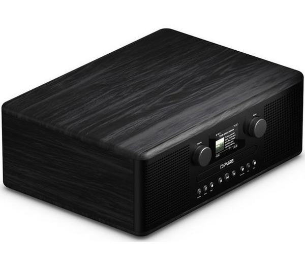 PURE CLASSIC C-D6i DAB+ FM SMART BLUETOOTH CD PLAYER RADIO ALARM BLACK & ASH in sleek design.
