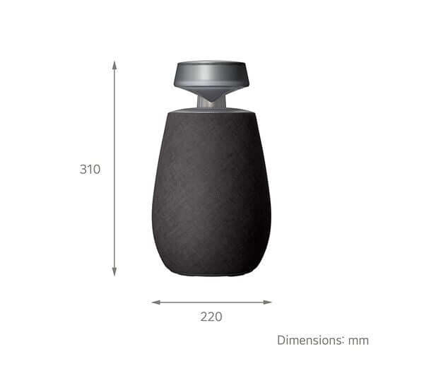 LG XBOOM 360 XO2 PORTABLE BLUETOOTH SPEAKER 40W RGB LIGHTING IP55 BLACK XO2TBK dimensions diagram