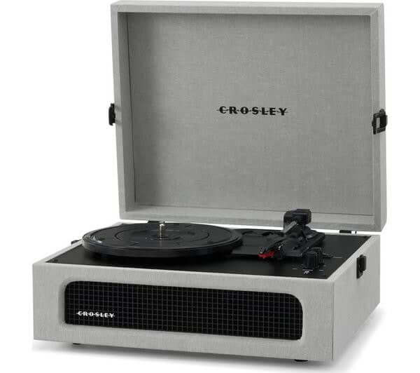 CROSLEY VOYAGER BELT DRIVE BLUETOOTH VINYL TURNTABLE GREY SPEAKERS CR8017B-GY4