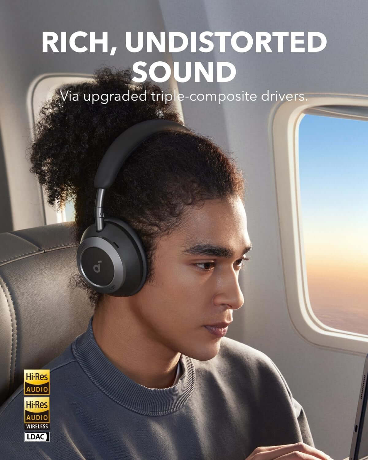 SOUNDCORE SPACE ONE PRO WIRELESS BLUETOOTH NOISE CANCELLING HEADPHONES BLACK NEW