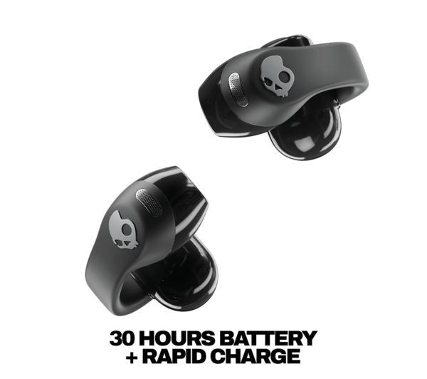 SKULLCANDY PUSH 720 OPEN EAR WIRELESS BLUETOOTH EARBUDS BLACK S4EOW-T034 NEW with 30 hours battery and rapid charge.