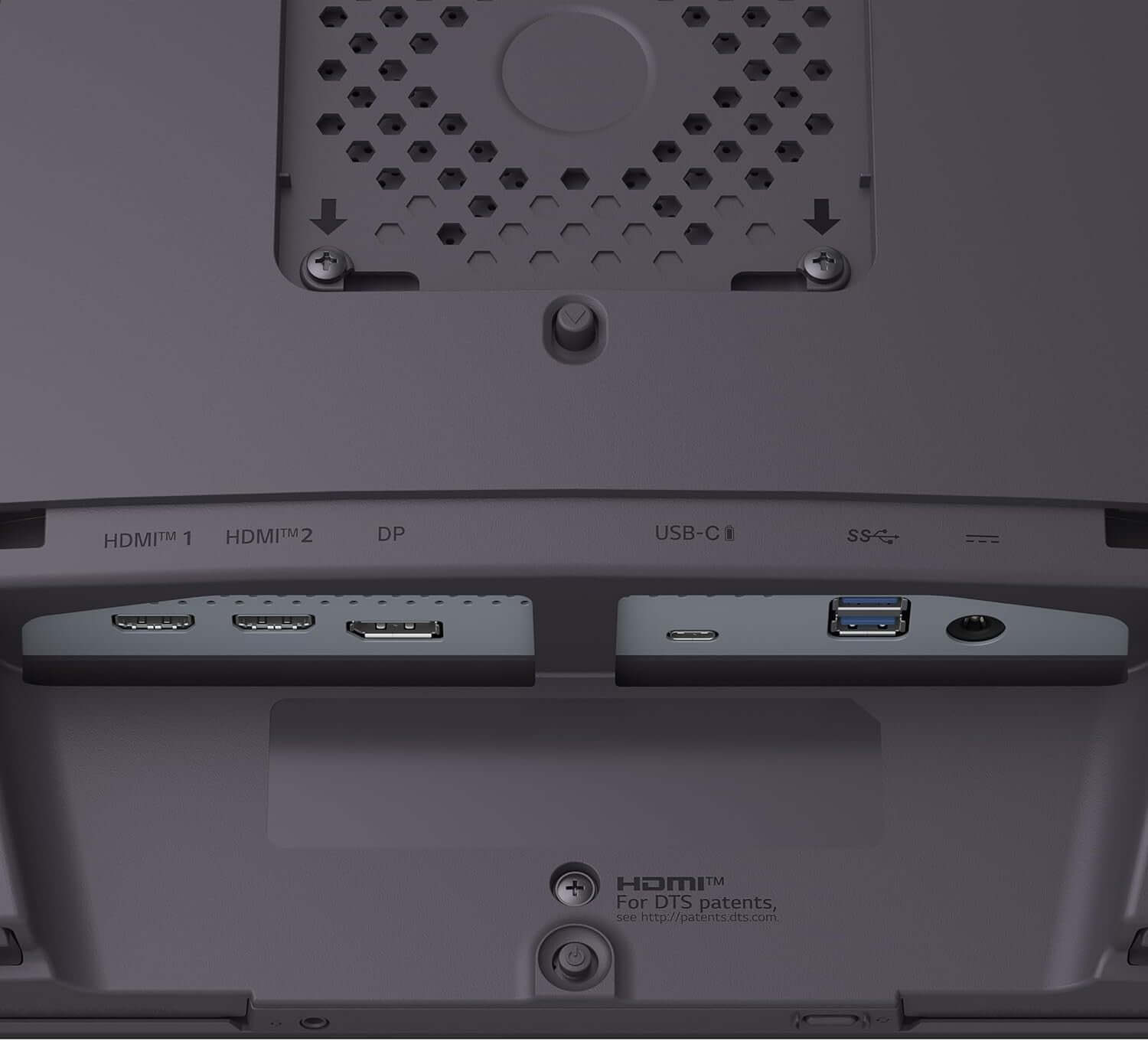 LG 32GX870A-B 32" OLED GAMING MONITOR ULTRAGEAR 240HZ 4K UHD HDMI DISPLAYPORT input ports back view