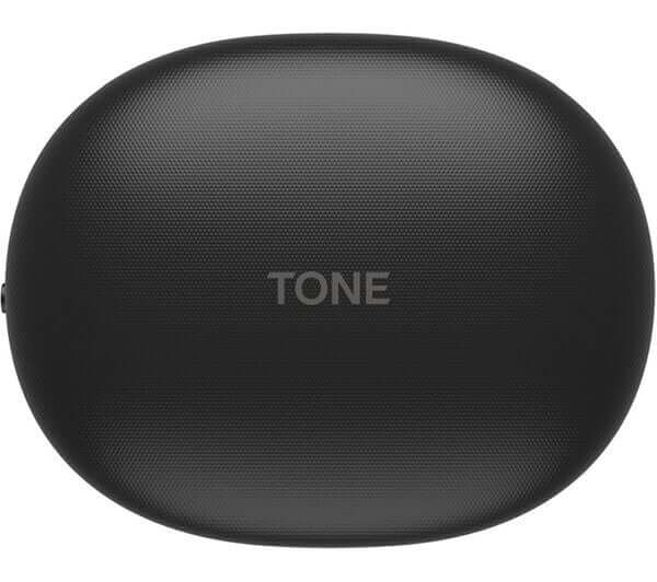 LG HEADPHONES TRUE WIRELESS BLUETOOTH NOISE-CANCELLING IN EAR TONE FREE UTF8Q charging case in black.