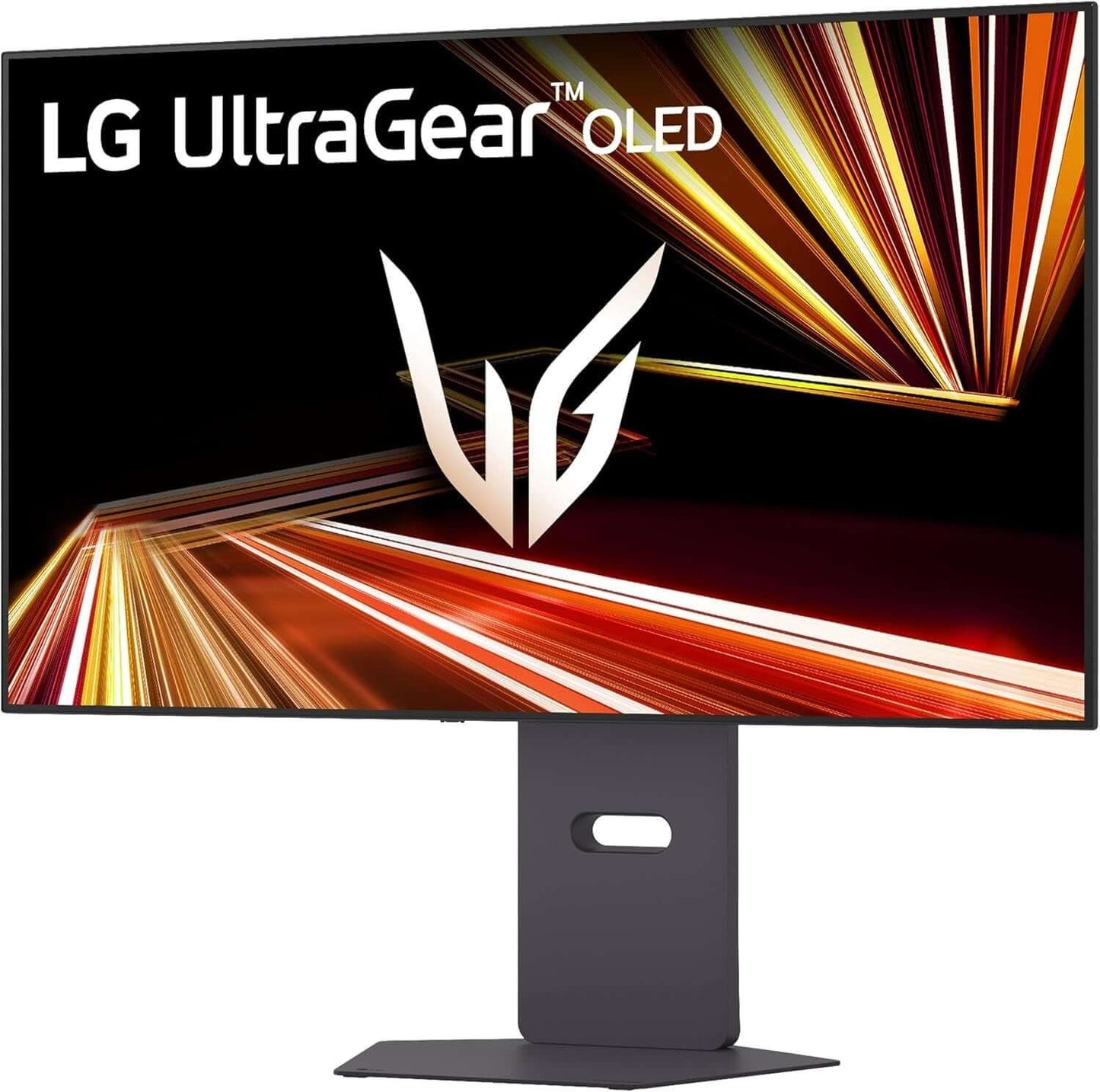 LG 32 inch OLED gaming monitor showcasing UltraGear logo and vibrant display design.