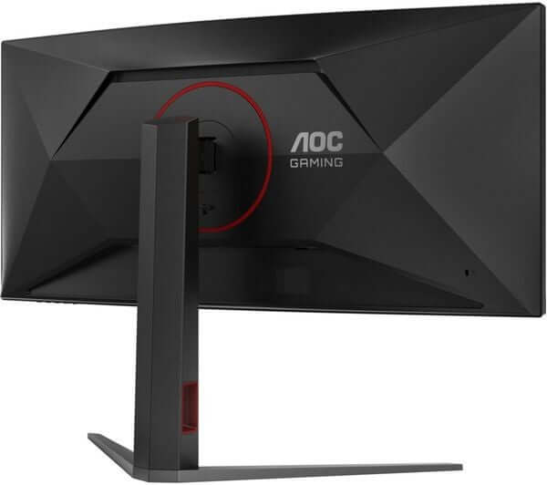 AOC CU34G4 34" GAMING MONITOR WIDE QUAD HD 1440P CURVED VA LCD HDMI DISPLAYPORT back view showing stand and design features.
