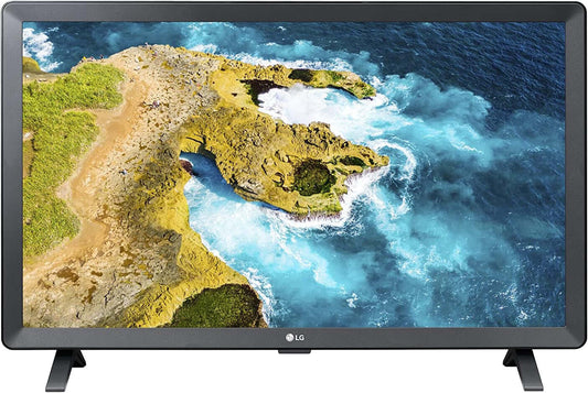 LG 24TQ520S 24" SMART HD READY LED TV MONITOR WIFI HDMI USB SPEAKERS displaying scenic coastal view.