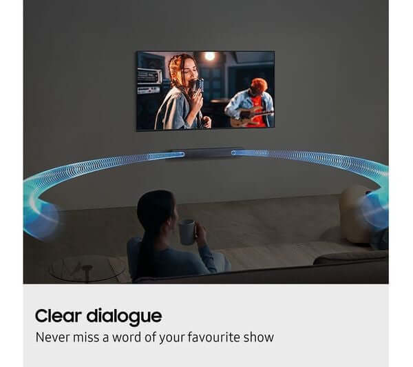 SAMSUNG HW-B400F 2.0 ALL-IN-ONE SOUNDBAR 40W BUILT-IN SUBWOOFER HDMI OPTICAL NEW with clear dialogue feature for engaging audio.