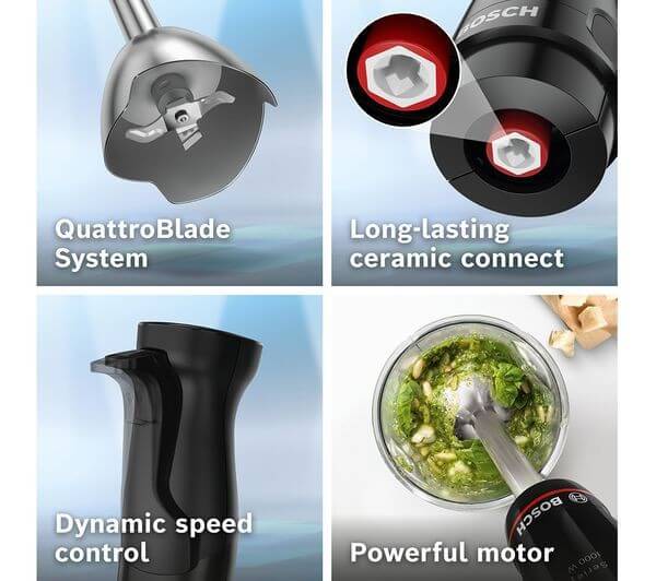 BOSCH ERGOMASTER 3 IN 1 PRESSURE CONTROLLED SPEED HAND BLENDER 1000W MSM4B670GB